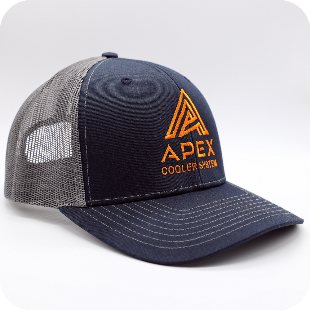 
                  
                    APEX Orange Logo Cap | Navy & Gray - Apex Cooler System
                  
                